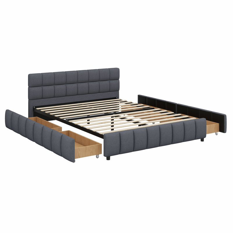 Upholstered Bed, Gris