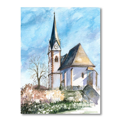 «Little Village Church in the Pine Trees II», peinture sur toile