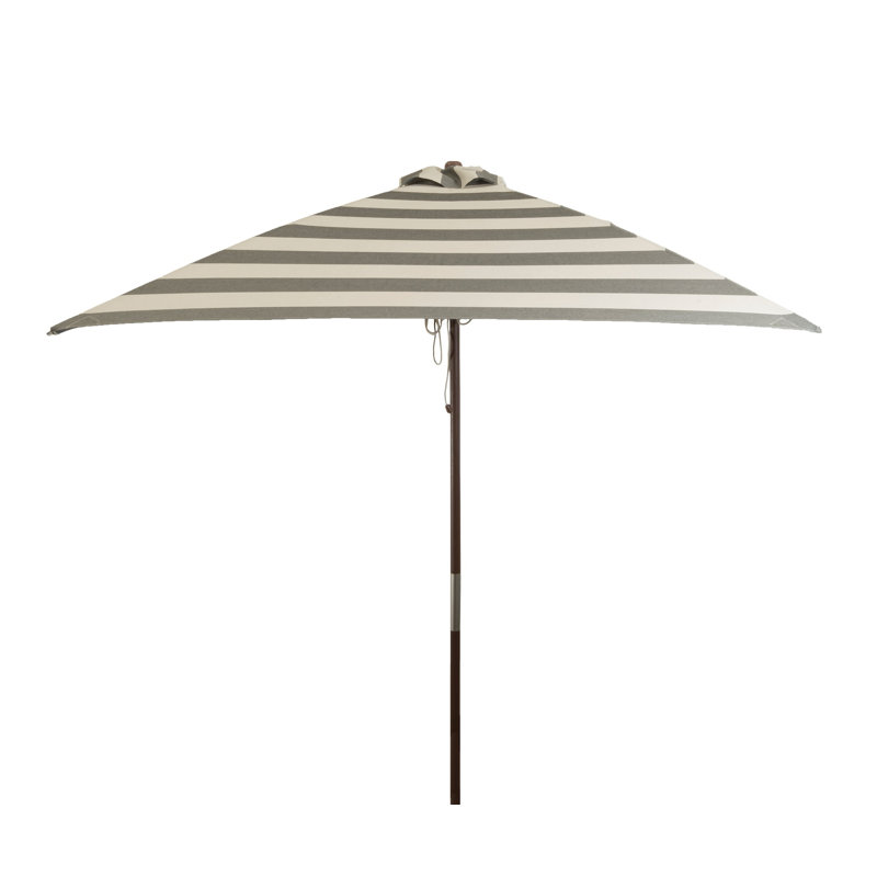 Modern Black and Ivory Stripe 6.5 ft Wood Market Umbrella