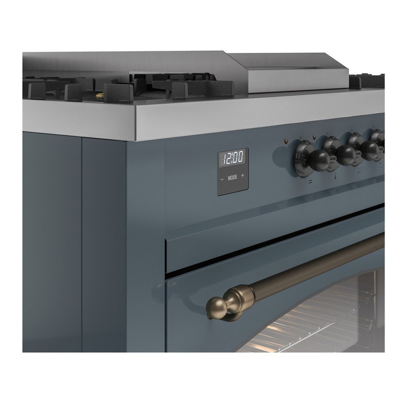 ILVE Nostalgie II 60 Dual Fuel Range, 5 Burners, Griddle, Frenchtop , Emerald Green/Chrome, Natural Gas
