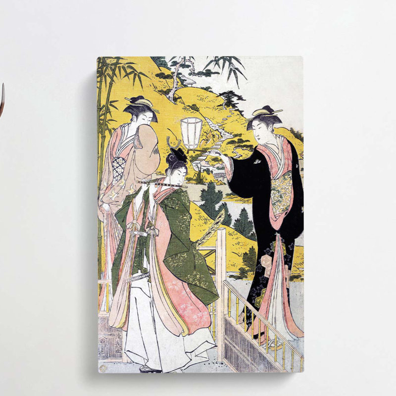 Yoshitsune Serenading Jorurihime by Torii Kiyonaga - Wrapped Canvas, 50cm H x 35cm W x 3cm D