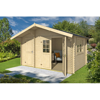 Lasita Keila 28 - 12.5 x 8.5 Ft. Apex Roof 2-Room Summerhouse With Single Glazed Windows (28mm)