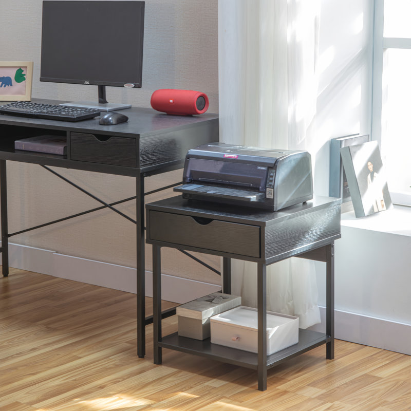 Kila Accent Table with Storage - Versatile Small Table for Home Office, Black, Black