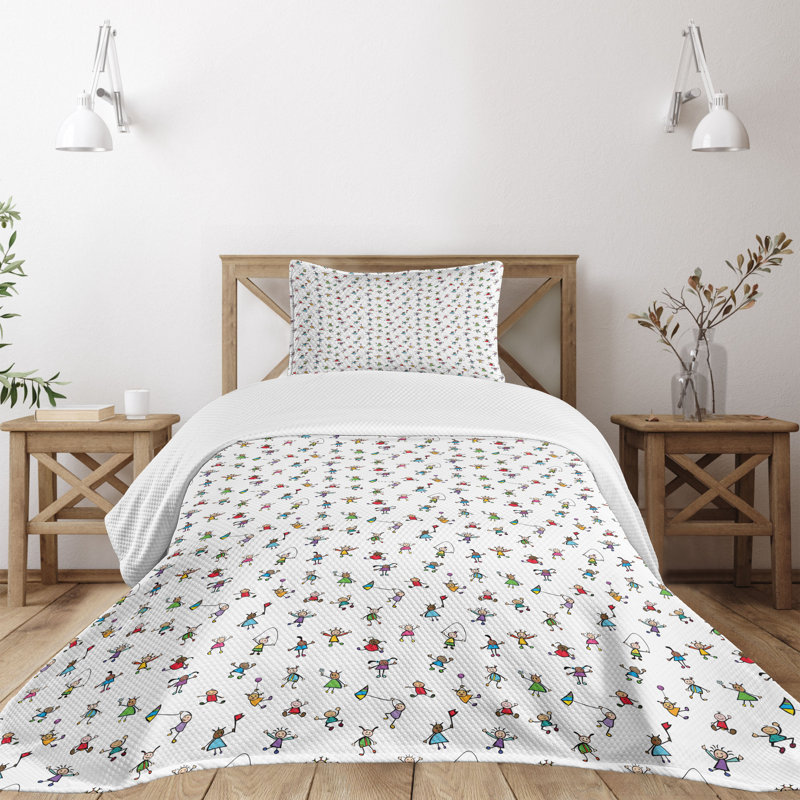 Ambensonne Colorful Bedspread Playing Multicolor Multicolor