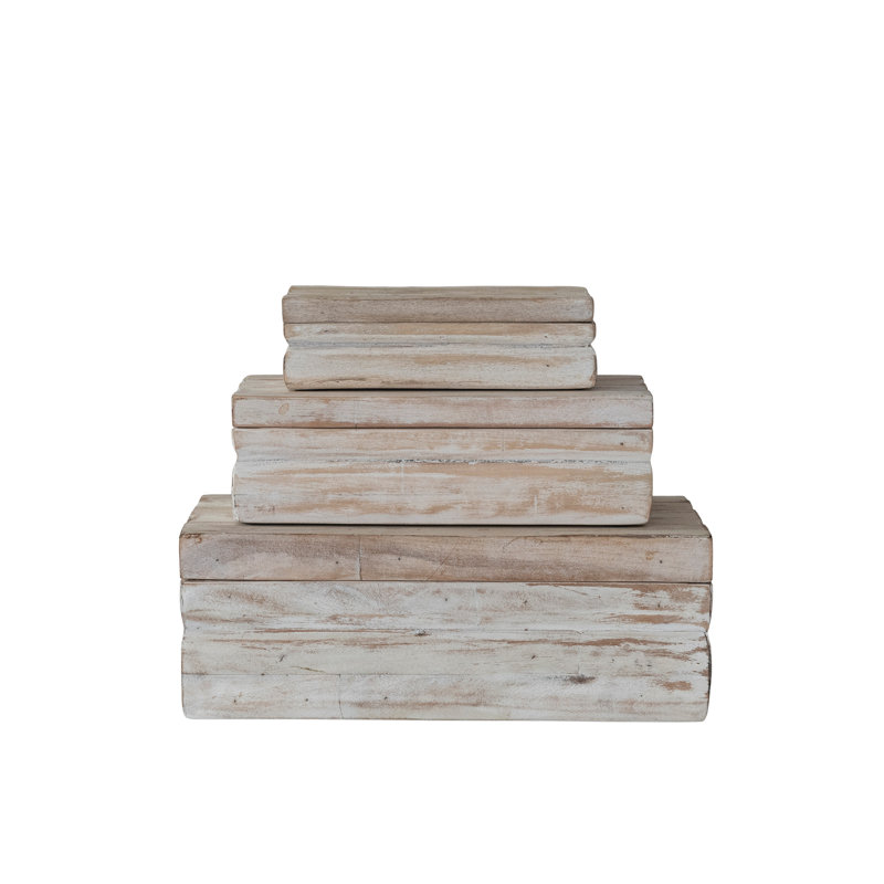Boîtes de rangement en bois récupéré lavé