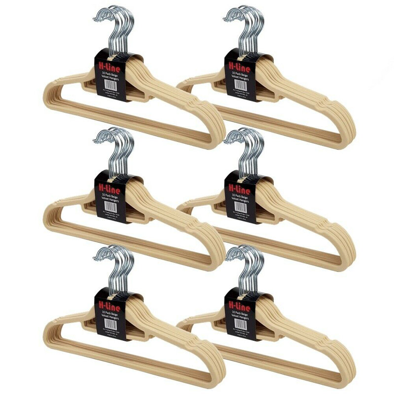 Velvet Standard Hanger for Dress/Shirt/Sweater, Beige