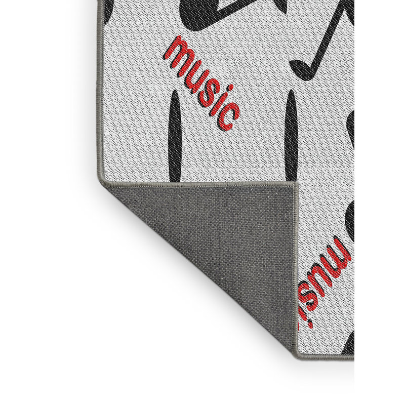 Tapis noir/rouge/gris tissé à la machine, Tapis de couloir 2 pi x 5 pi
