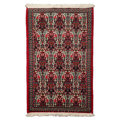 Tapis traditionnel ivoire en laine noué à la main 2 pi 2 po x 3 pi 7 po Abadeh