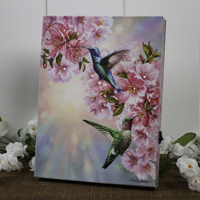 Schlenker - Hummingbirds in Spring 8x6 Lighted Tabletop Canvas