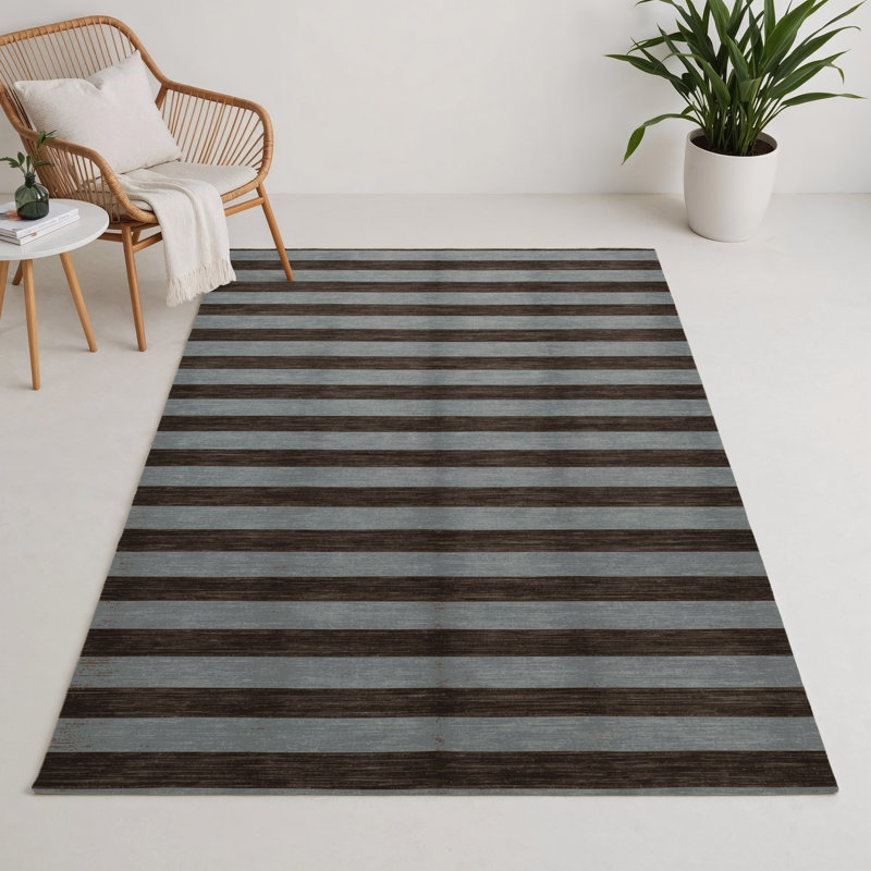 Tapis intérieur / extérieur gris HorizontalStripes, Rectangulaire 3 pi x 5 pi