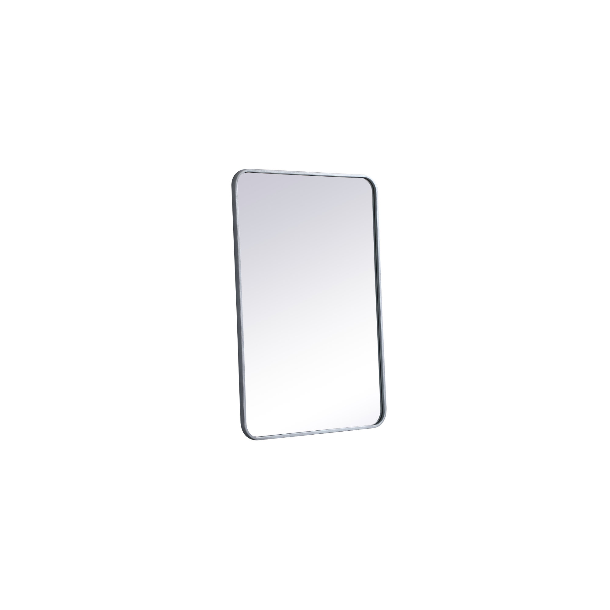 Sabine Metal Rounded Rectangle Wall Mirror, Silver, 36" x 24"