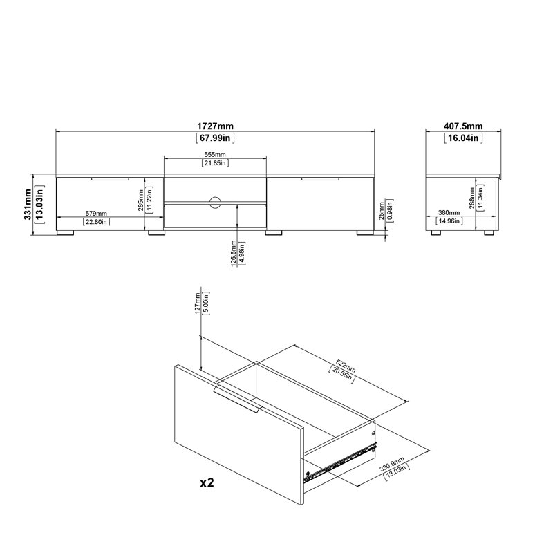 Karlin 68 Inch Wide Media Console, White High Gloss
