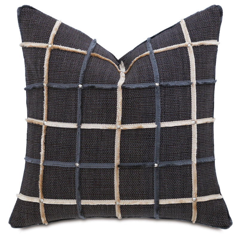 Gilmer Square Pillow Cover & Insert, Gilmer Charcoal, Faux Down