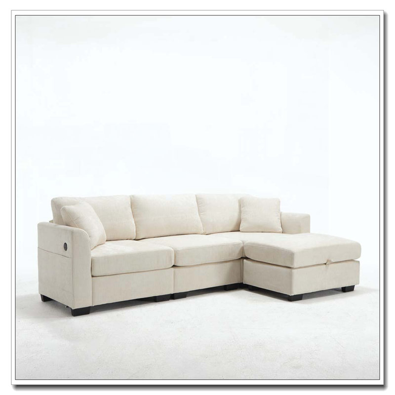 Canapé de rangement moderne avec port USB double, Beige