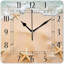 Horloge murale décorative Horloges carrées silencieuses de 10 pouces pour la cuisine du salon à la maison, motif créatif d'étoile de mer à la plage de sable