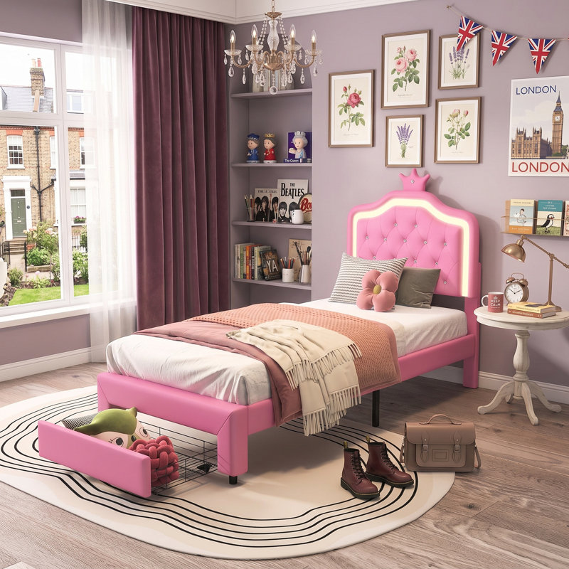 Single (3') Drawers Bed Frame, Pink