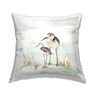 Two Sandpiper Beach Birds Printed Throw Pillow Design By Patricia Pinto