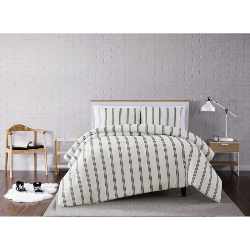 King Size Multicolor Cotton Stripe Duvet Cover Set