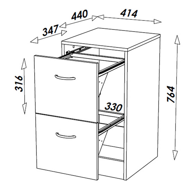 Caulkins 41.4cm Wide 2 -Drawer File Cabinet, Aluminium