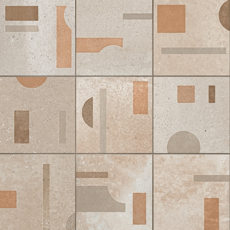 Adagio Decor 9-3 / 4 po X 9 3/4 po Carreau de porcelaine pour plancher et mur, Beige/brun