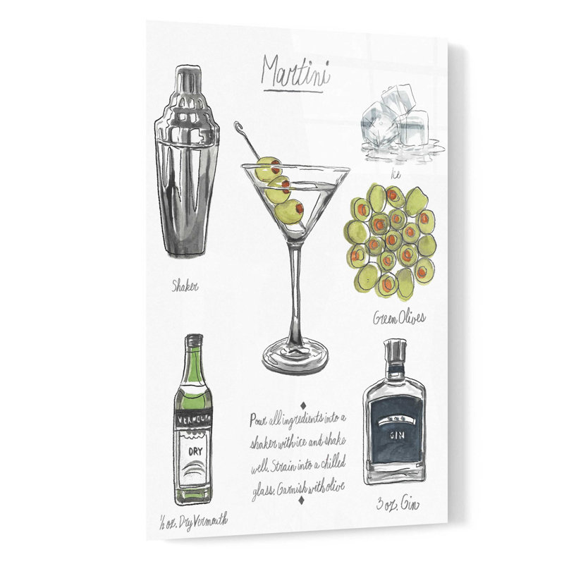 «Classic Cocktail-Martini» par Naomi McCavitt, art mural en verre acrylique, H 24 po x l 16 po x P 0,2 po