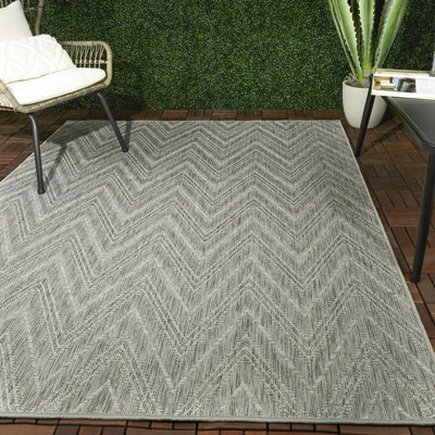 Tapis intérieur / extérieur gris à tissage plat Areianna