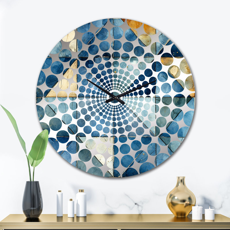 Horloge murale géométrique Rustic Cobalt Lattices, Très grand