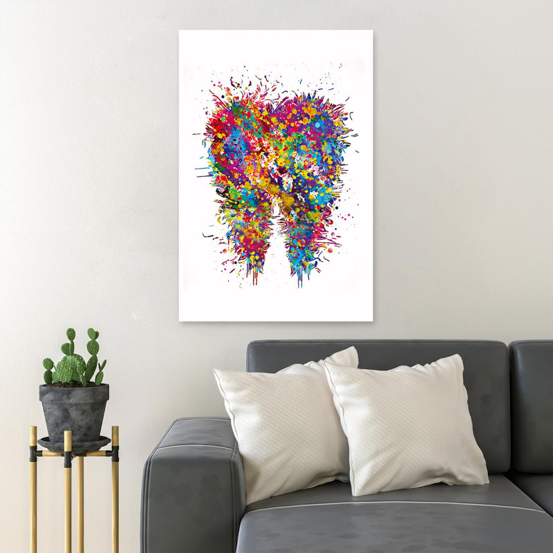 Une dent colorée sur fond blanc - 1 pièce, reproduction d'art graphique sur toile tendue, H 14 po x l 11 po x P 2 po