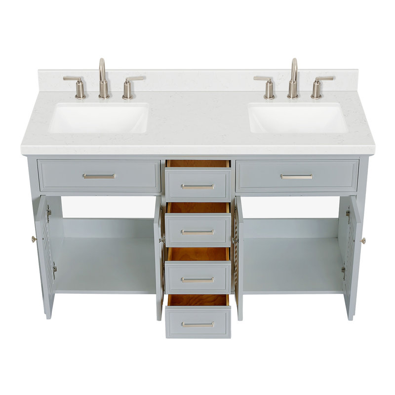 Kensington 73'' W Vanity, Gray, Carrara White Quartz, 60"