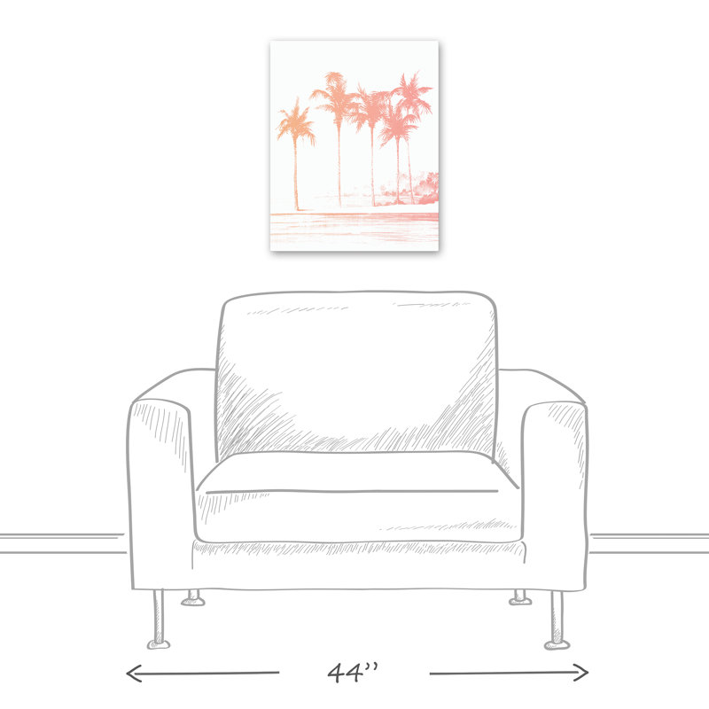 « rose palm trees », reproduction de peinture à l’aquarelle sur toile