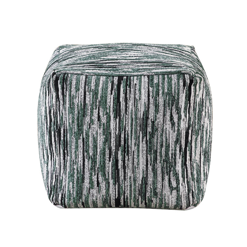 Modern Fabric Upholstered Pouf , Multi-Color, Non-Slip Base, Spot Clean Only With Multi-Color And Zipper Closure