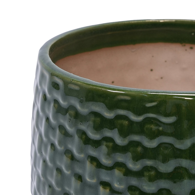 3 Dark Ceramic Planters For Patio, Windowsill Or Indoor Use - , Frost-, Heat-, Built-In Drainage, 9.44" L X W 8.33" H, 12.16 Lbs Pot Trio Garden Spaces All-Weather , Material, Glossy Finish, Drainage