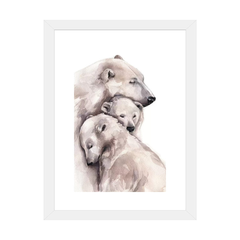 Décoration murale ours polaire pour enfants, H 24 po x l 16 po x P 1 po, Papier encadré blanc