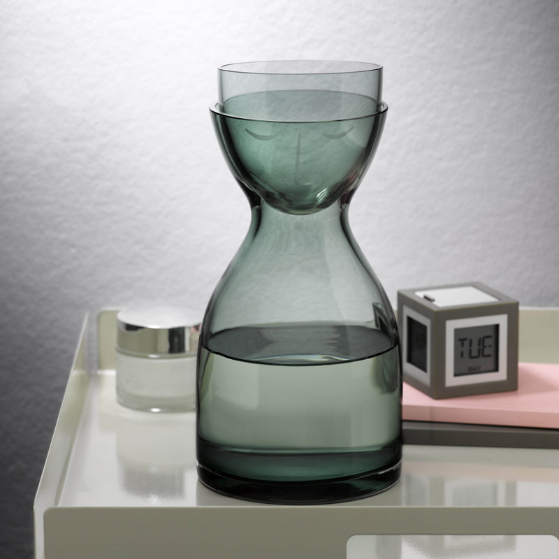 Ensemble d'eau de nuit en cristal sans plomb M. et Mme Night, Vert, H 7,75 po x l 4,33 po x P 4,25 po