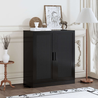 Rattan Storage Cabinet with Adjustable Shelves