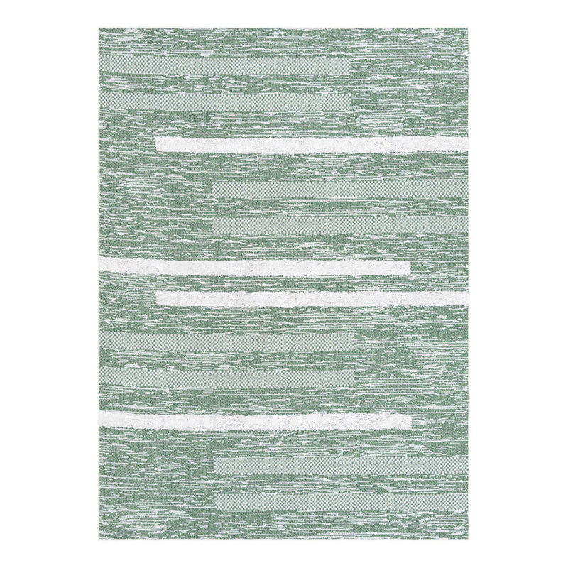 Tapis vert en coton tissé à la machine Jermeka, Rectangle 6 pi 5 po x 9 pi