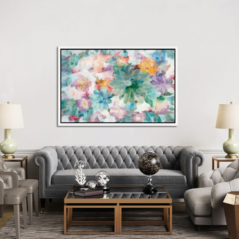 Succulent Florals by Danhui Nai - Print on Canvas, 152.5 cm H x 101.5 cm W, White Framed