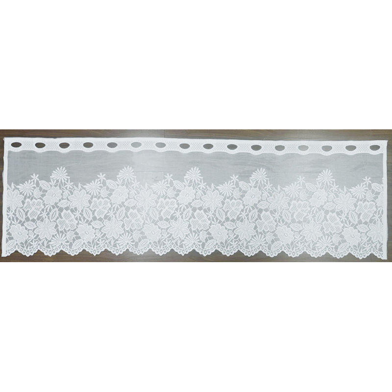 (60 "x 17") Cantonnière en dentelle - Blanc / Floral