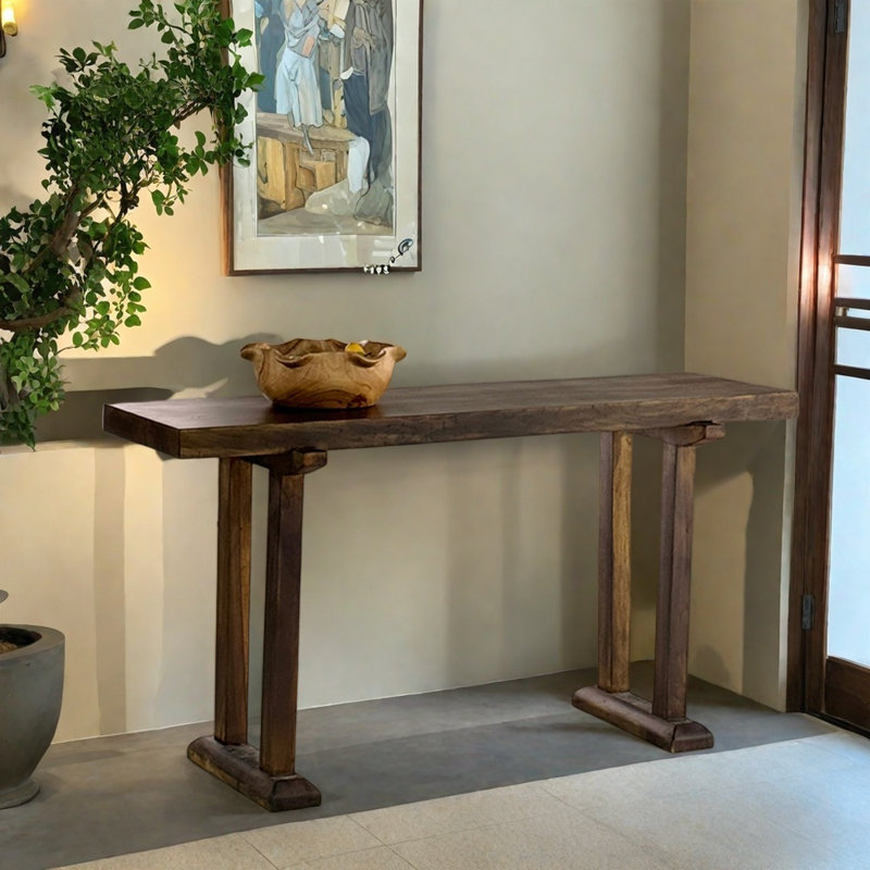 Wabi-Sabi Style Solid Camphor Wood Console Table