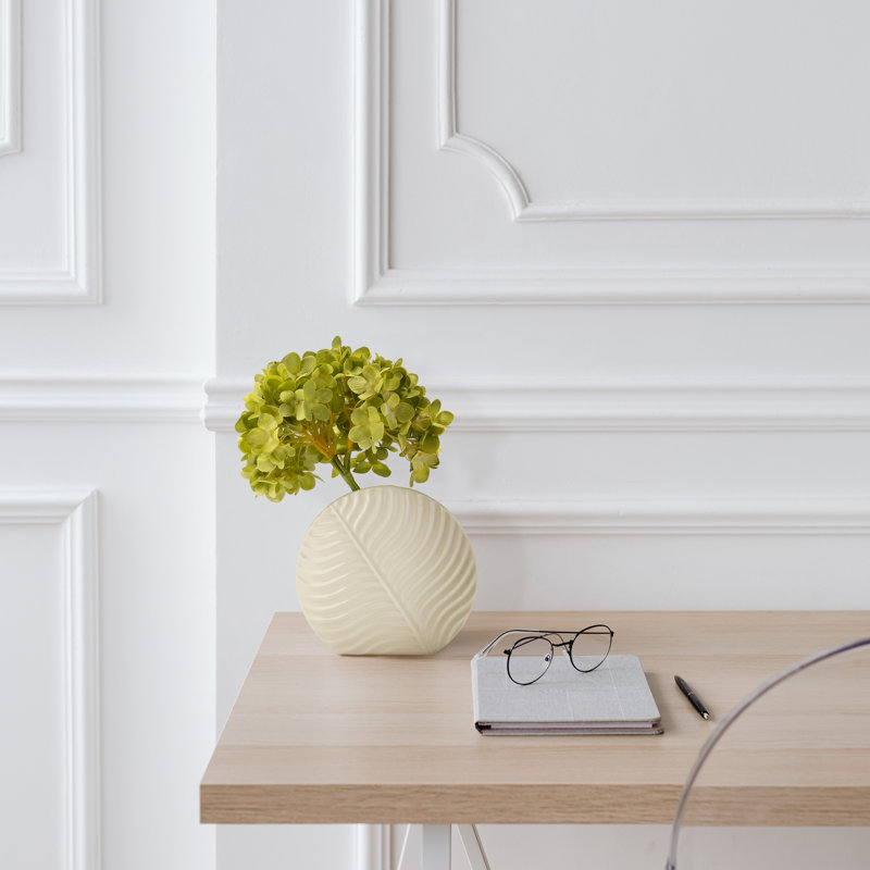 Grand vase sculptural avec texture de feuille pour console et entrée - Vase à fleurs pour la décoration intérieure