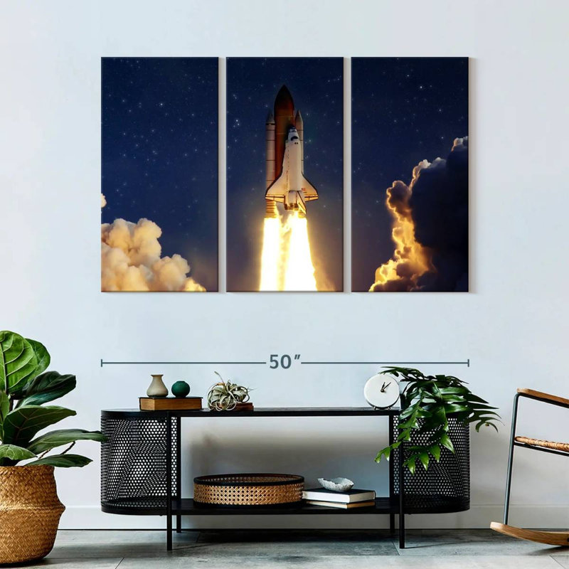 'Rocket Launching Through Clouds, 32" H x 50" W