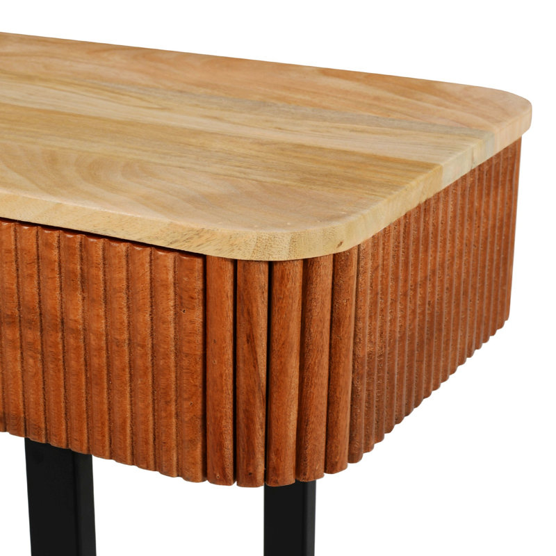 Table d'entrée en bois, console avec rangement, table étroite avec pieds en métal pour le hall d'entrée, salon, Naturel