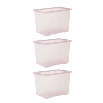 Wham Crystal 80L Plastic Storage BoxesTint Dusky