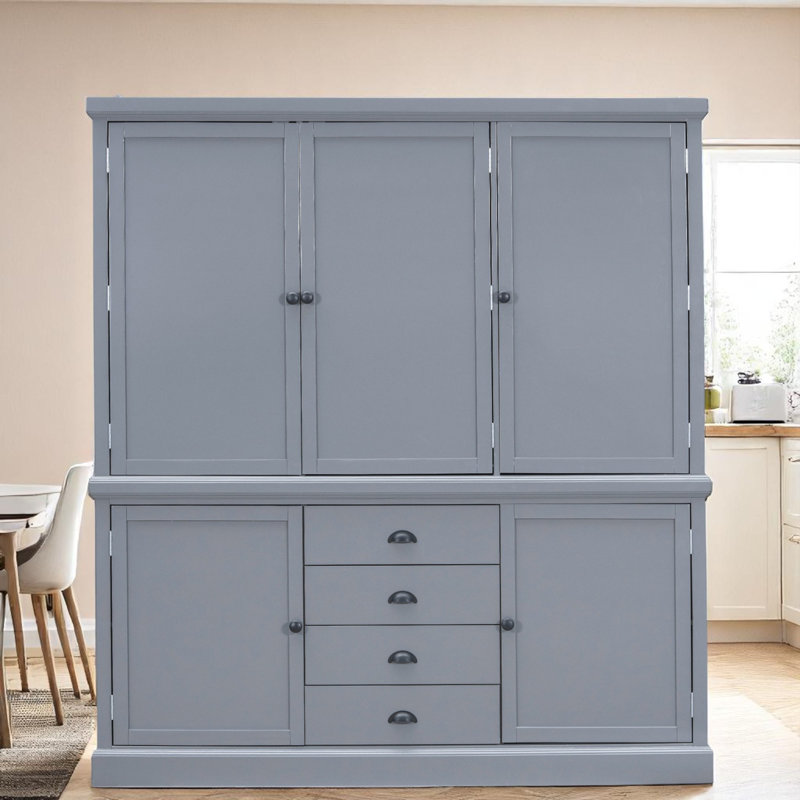 73.02" Kitchen Pantry With Drawers, Gray
