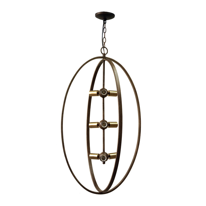 Lustre 9 lumières Alpha au fini laiton antique vieilli