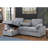 Chenille Fabric Reversible Sleeper Sectional With Storage Chaise, Drop-Down Table, Cup Holders And Charging Ports-247267426
