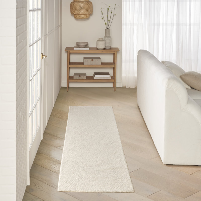 Tapis d'intérieur moderne ivoire DKNY Pure Angles, Tapis de couloir 2 pi 3 po x 7 pi 6 po