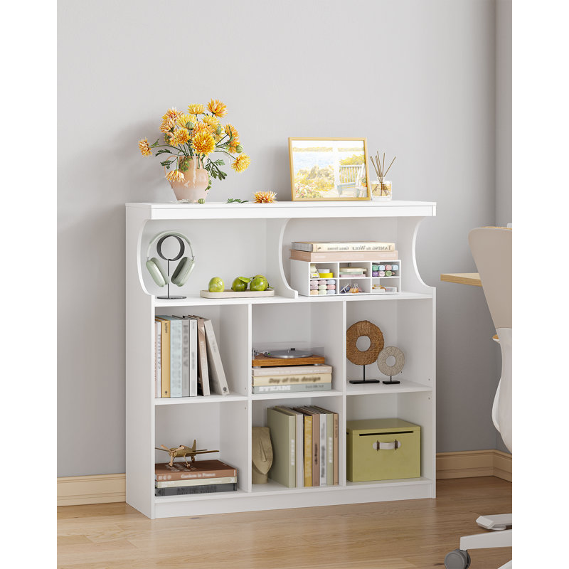 8 Cube Bookcase, Bookshelf with Open Storage Unit, White Wide Wooden Book Shelf for Living Room, Home Office, Bedroom, Study, 30 x 100 x 100 cm 