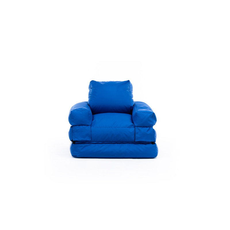 Fauteuil futon large de 35,4 po Elvin, Mélange de polyester bleu