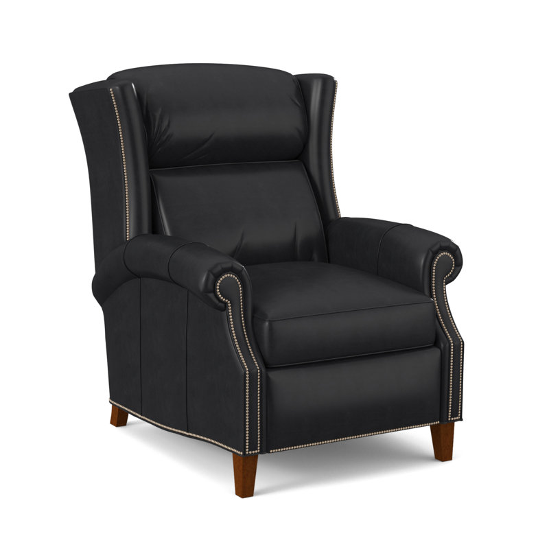 Broderick Recliner, #9 Nickel, Outsider Raven Genuine Leather, New Classiques